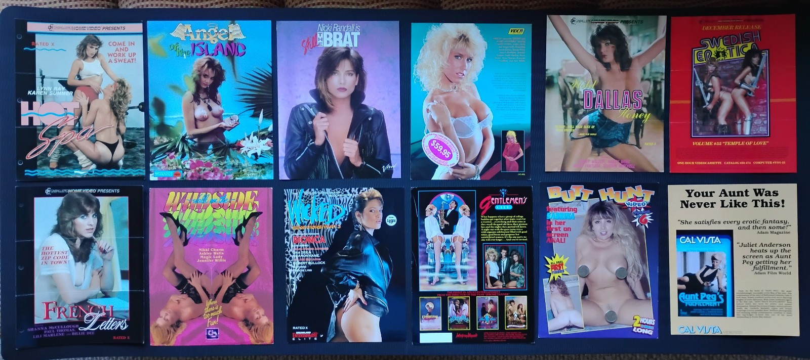 Lot of (12) vintage Adult Film promo ad slicks (slick paper) mostly 1980s