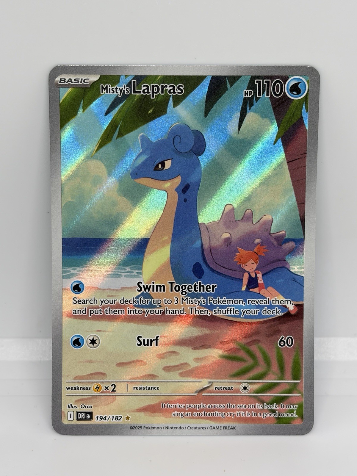 Misty\'s Lapras 194/182 SV10 Destined Rivals Illustration Rare Full Art Holo NM