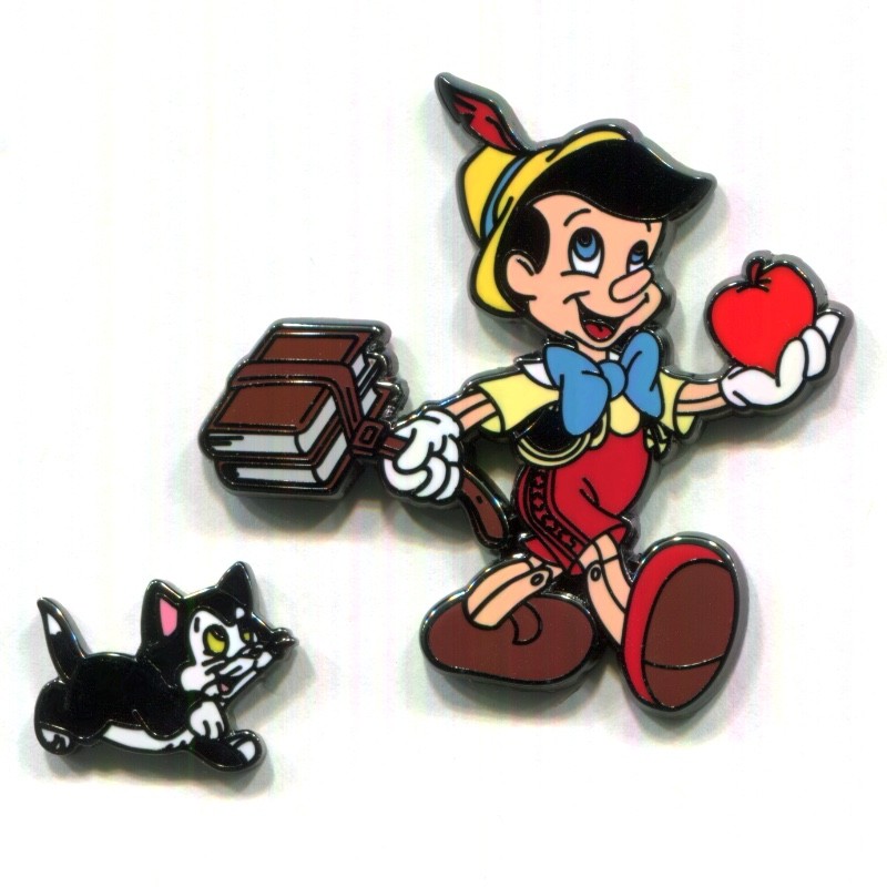 Disney Pins Pinocchio and Figaro First Day of School Disneyland Resort 2 Pin Set