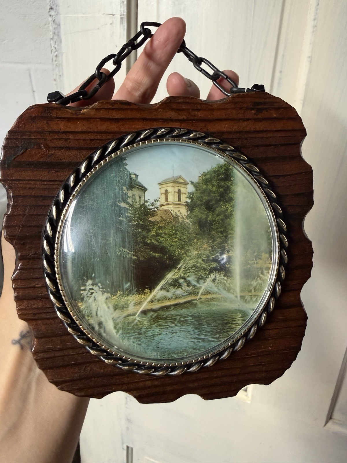 Vintage Ornate Hanging Photo Frame Wood/Metal