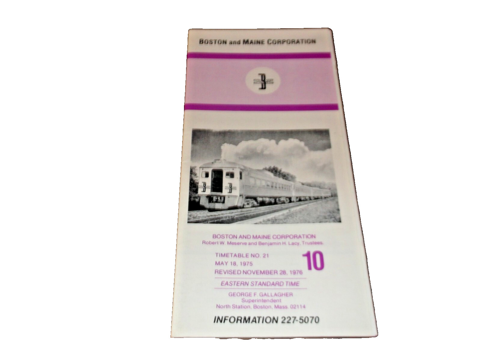 MAY 1975 BOSTON & MAINE B&M PASSENGER SCHEDULE #21