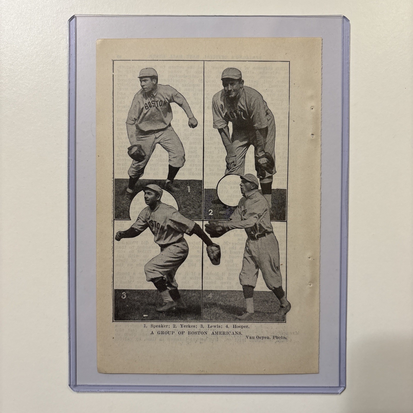 1911 Tris Speaker Boston Red Sox Picture Yerkes/Duffy Lewis/Harry Hooper Antique