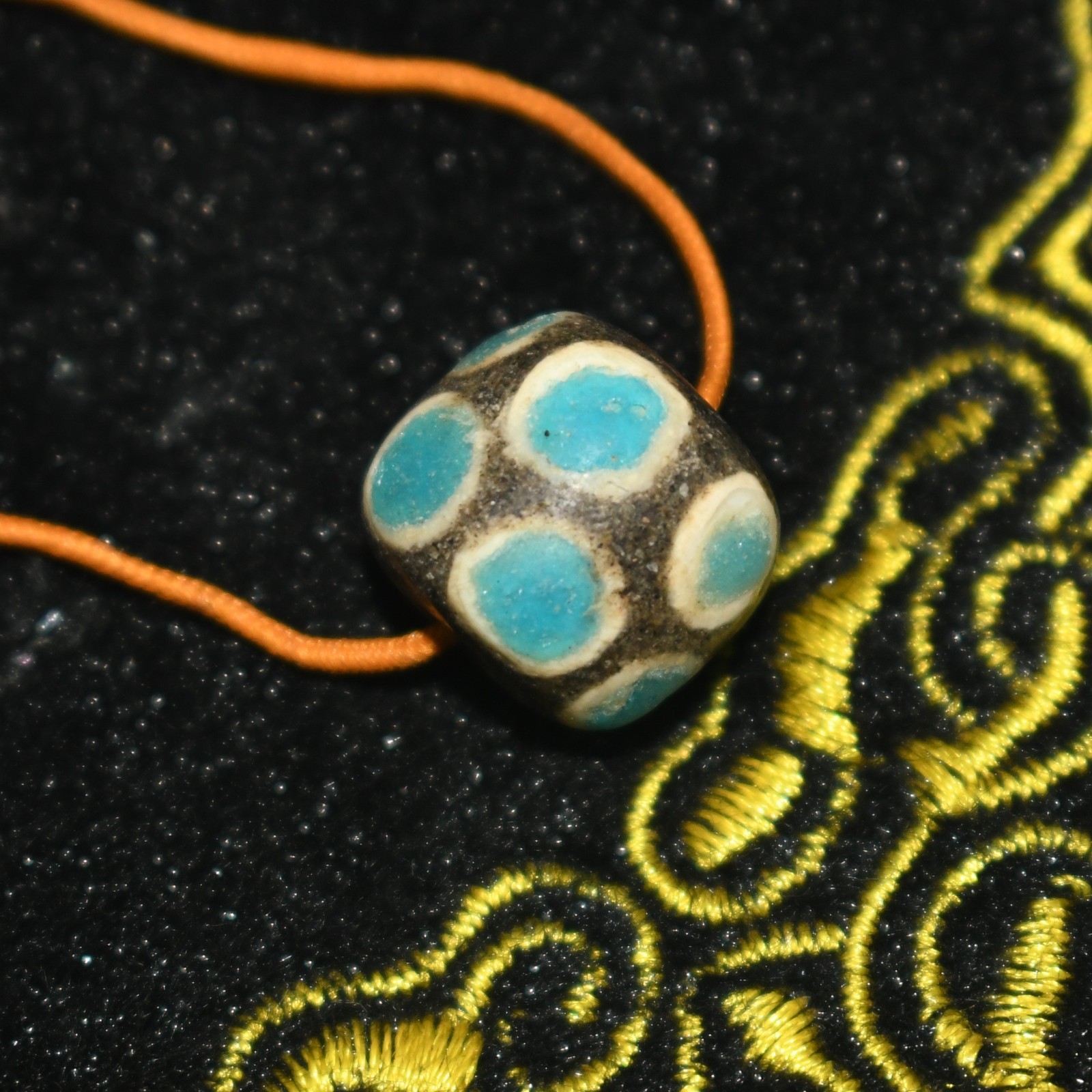 Genuine Ancient Roman Glass Bead with Eyes in good Condition