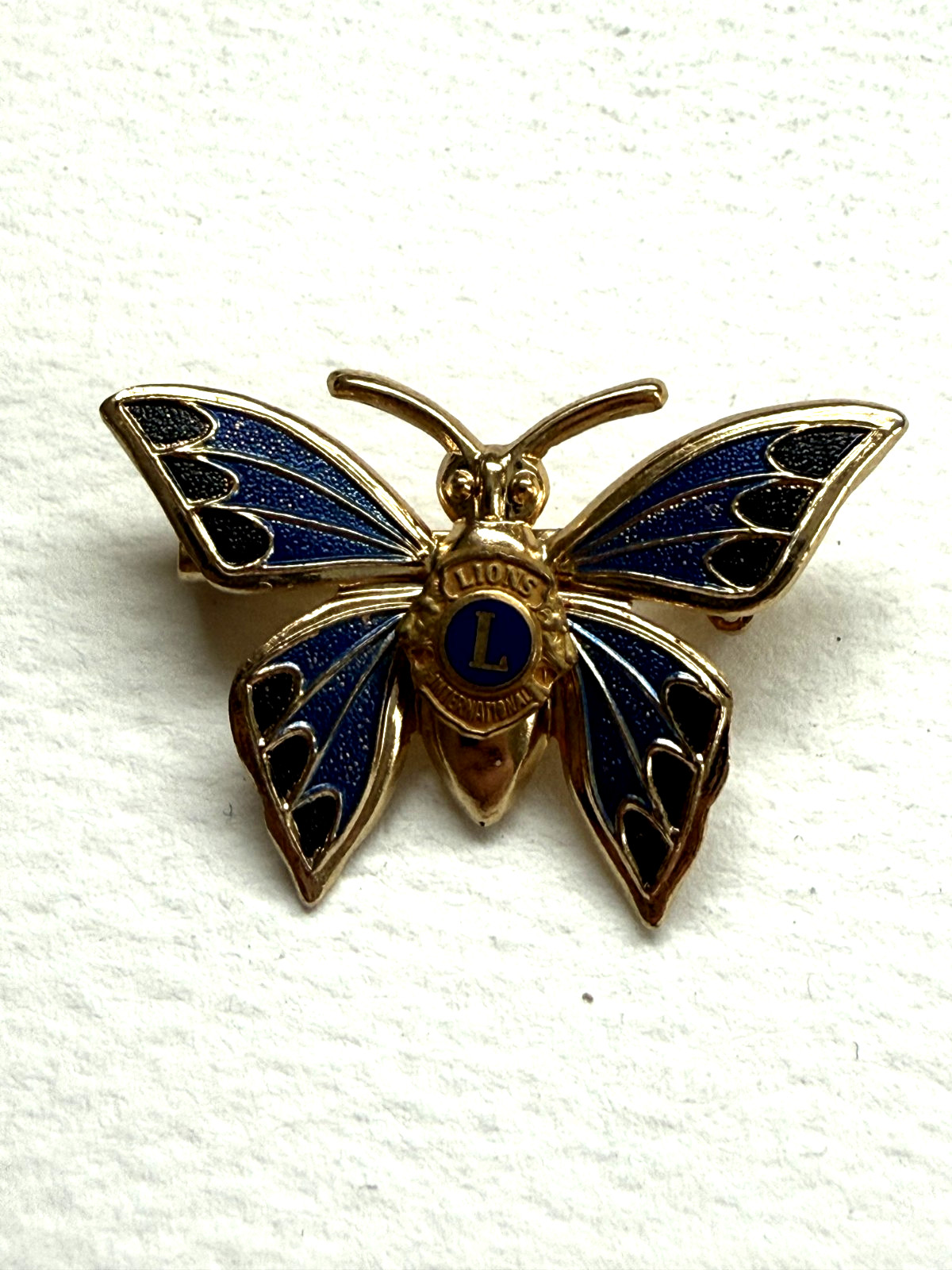 Lions Club International Pin BUTTERFLY Blue Vintage Lioness MONARCH Rare Brooch