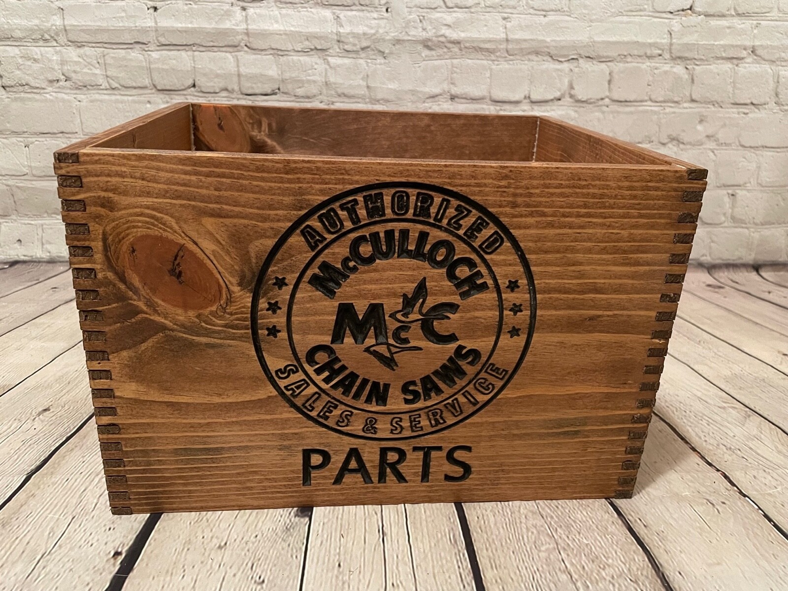 Vintage McCulloch Chainsaw Parts Crate Replica - Man-cave, Decor, Storage