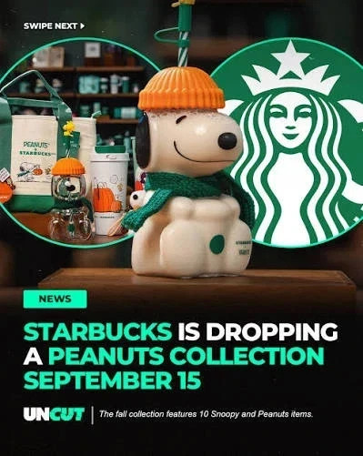 Starbucks × Peanuts Snoopy Fall Character Glass Cold Cup---100% Authentic