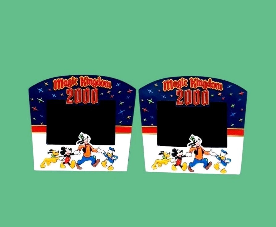 2 Vintage Y2K Magic Kingdom 2000 Rubber Photo Frame Magnets Rare