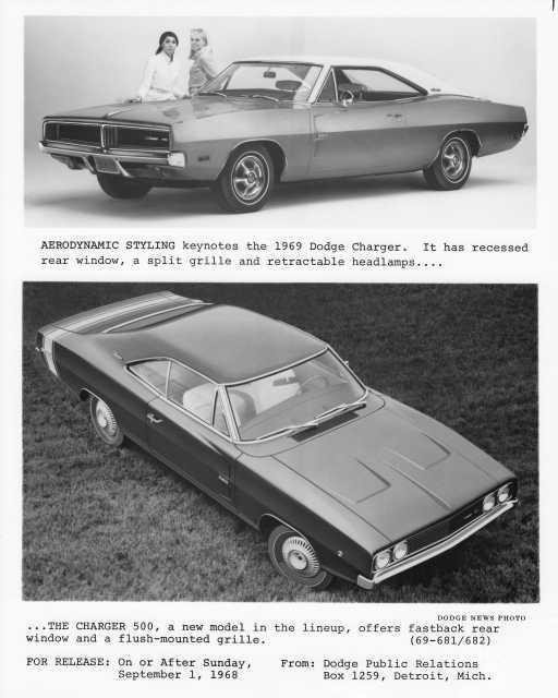 1969 Dodge Charger & Hemi 500 Press Photo 0045