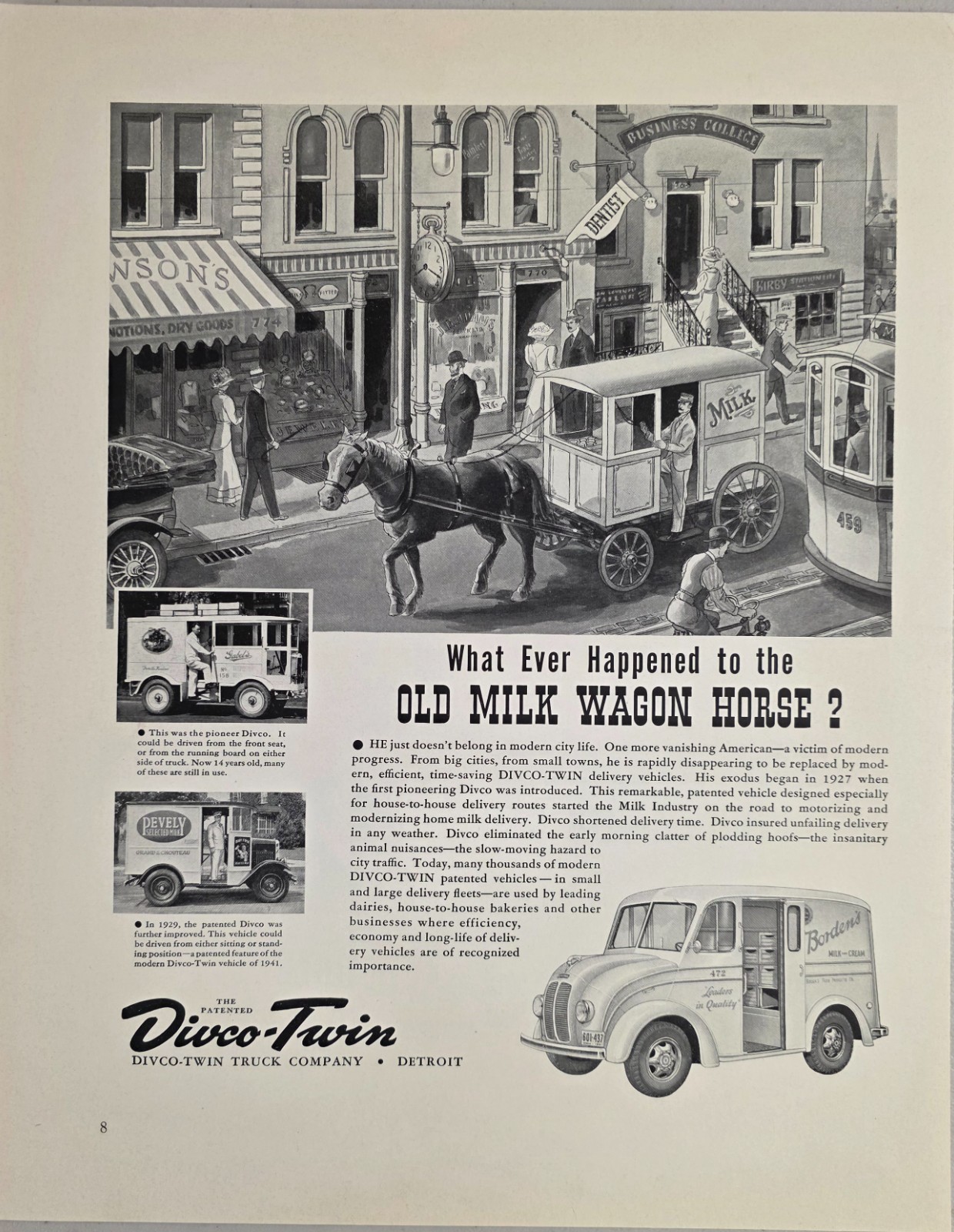 1941 Print Ad Divco-Twin Truck Borden's Milk Delivery Truck-1920s Models Detr,MI