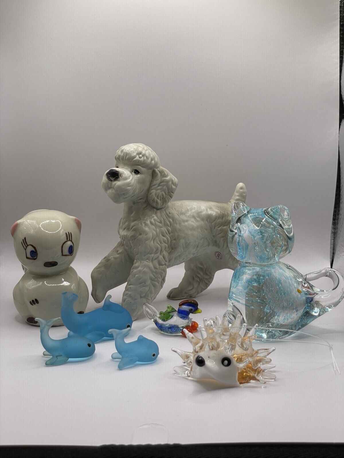 Vtg Miniature Miscellaneous Animal Figurines Lot of 8* Ceramic Glass Cat Dog