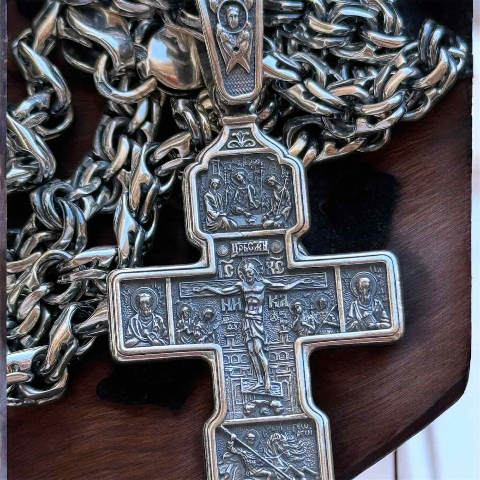 Vintage Necklace Jesus Pendant Silver 925 Jewelry Chain Women\'s Men Saints Rare