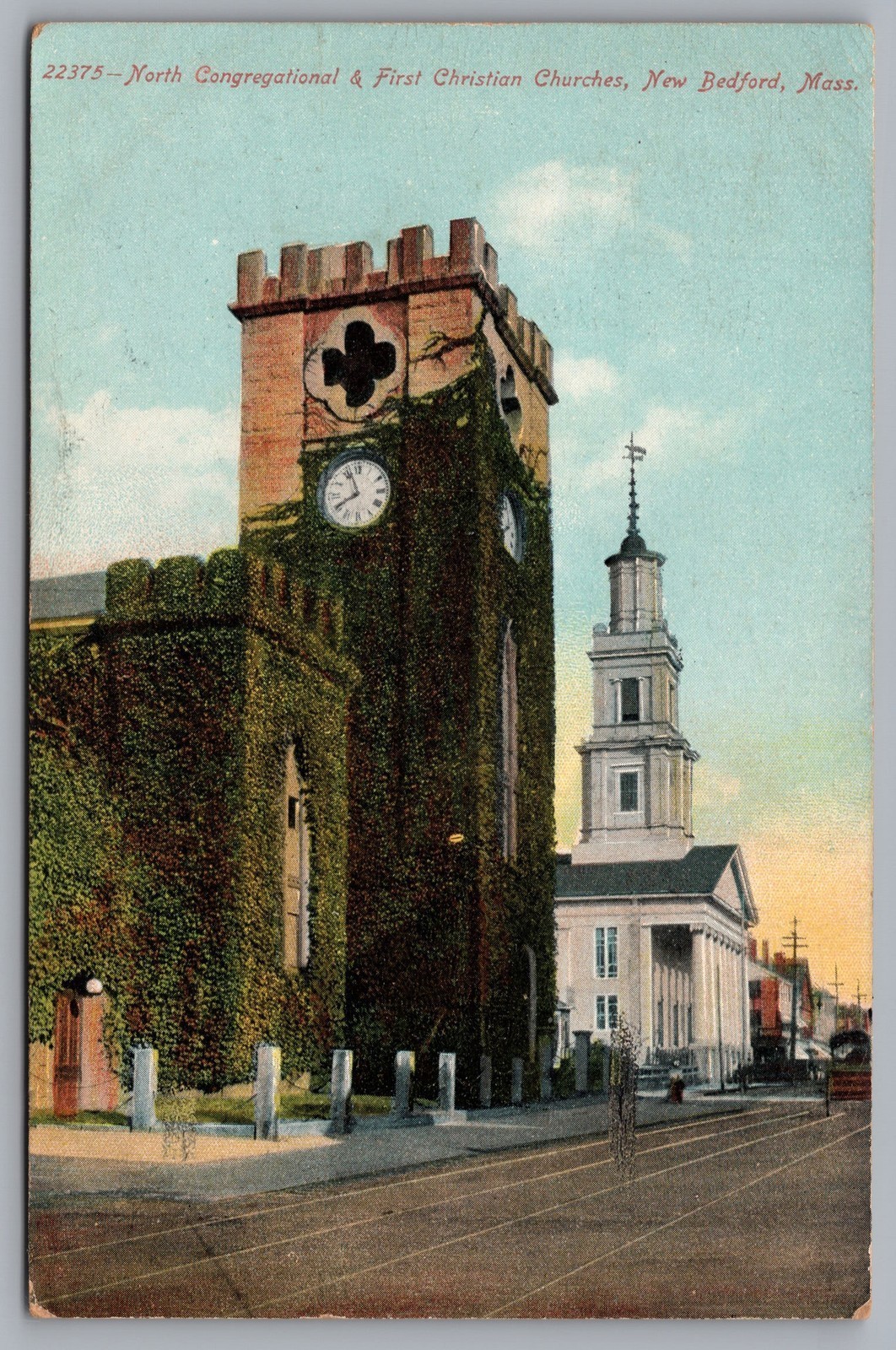 North Congregational First Christian Churches New Bedford MA Postcard TS-240
