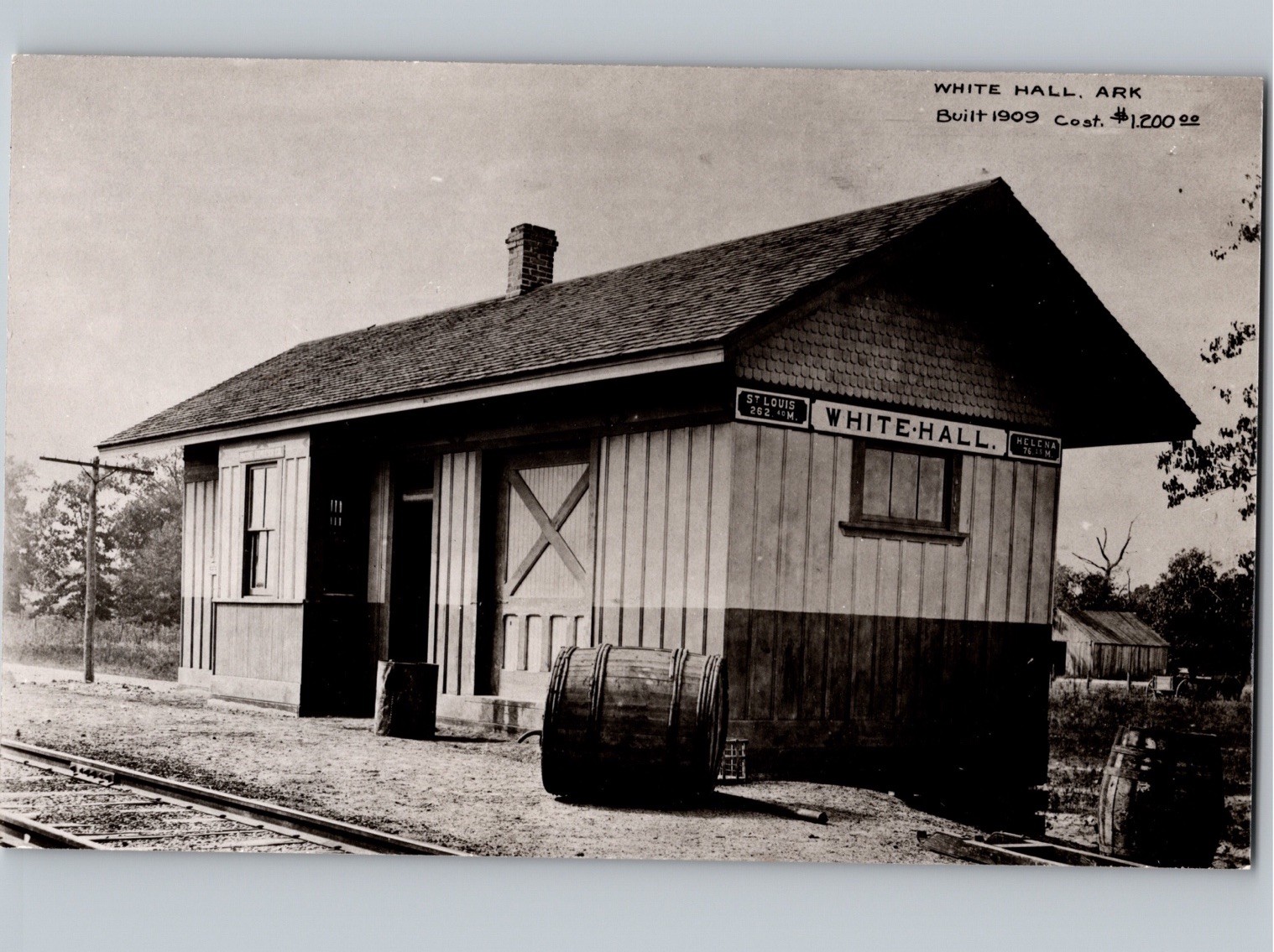 c1970 Train Depot Railroad Station WHITE HALL ARKANSAS AR Jefferson County RPPC