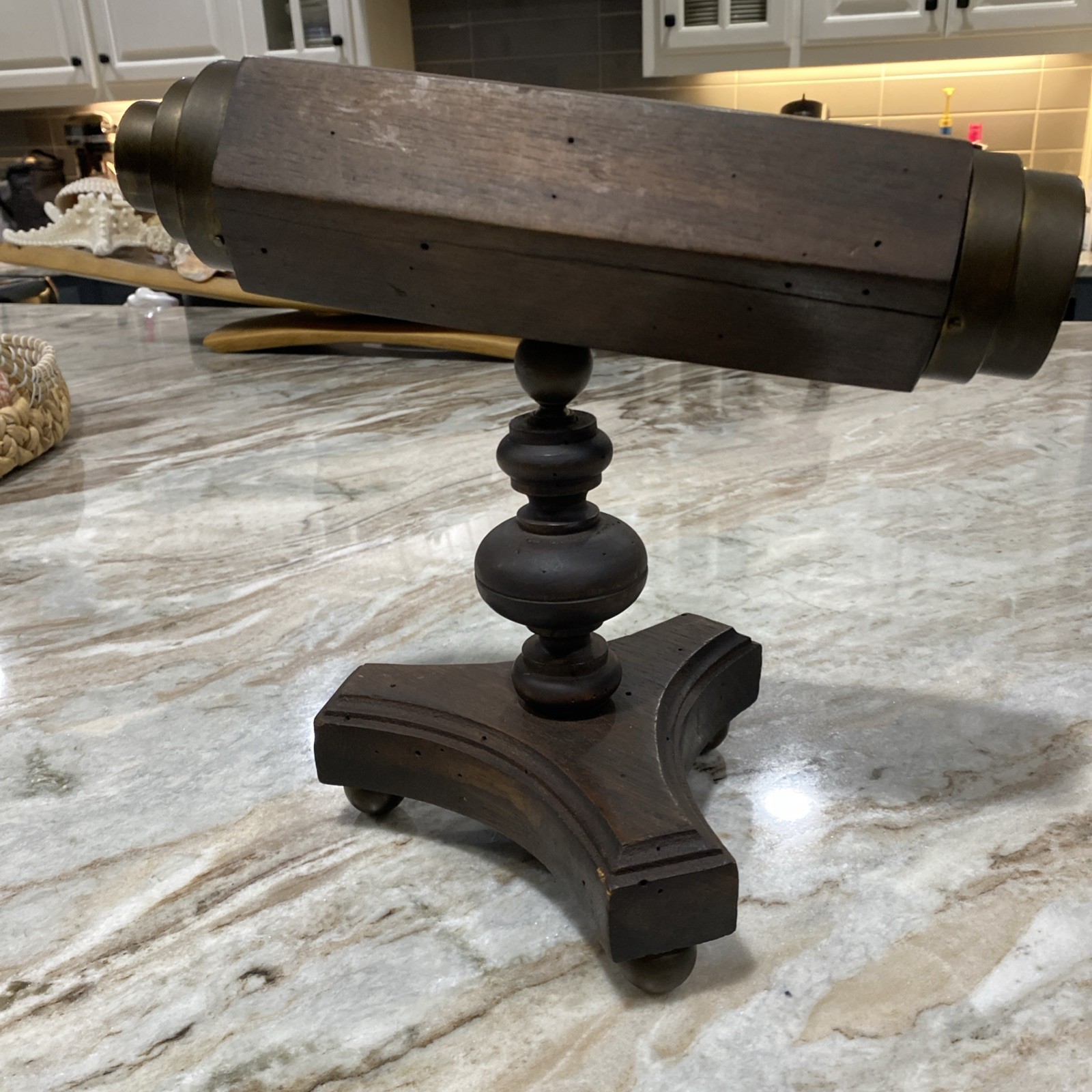 Antique Vintage Parlor Tabletop Kaleidoscope Brass & Wood Italy