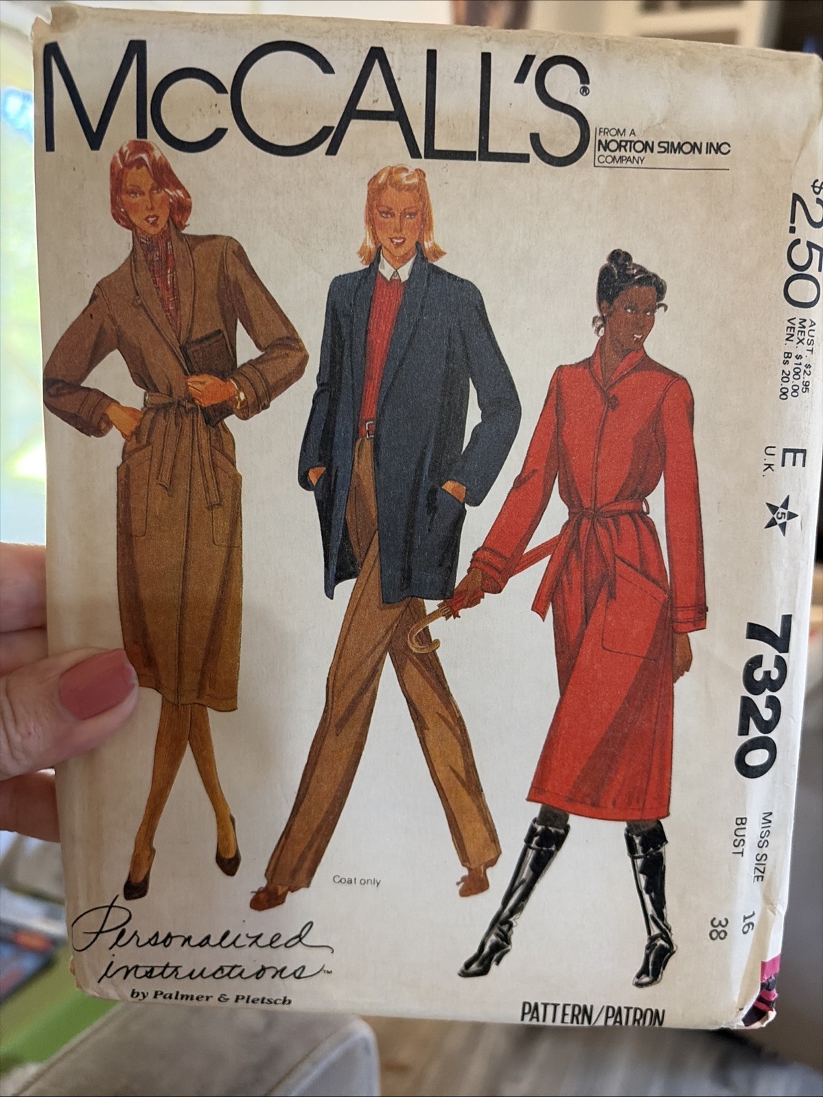 1980\'s VTG McCall\'s Misses\' Coat,Jacket Palmer&Pletsch Pattern 7320 Size 16 Ucut