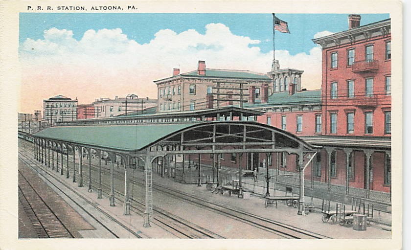 Postcard PA: P.R.R. Station, Altoona, Pennsylvania WB