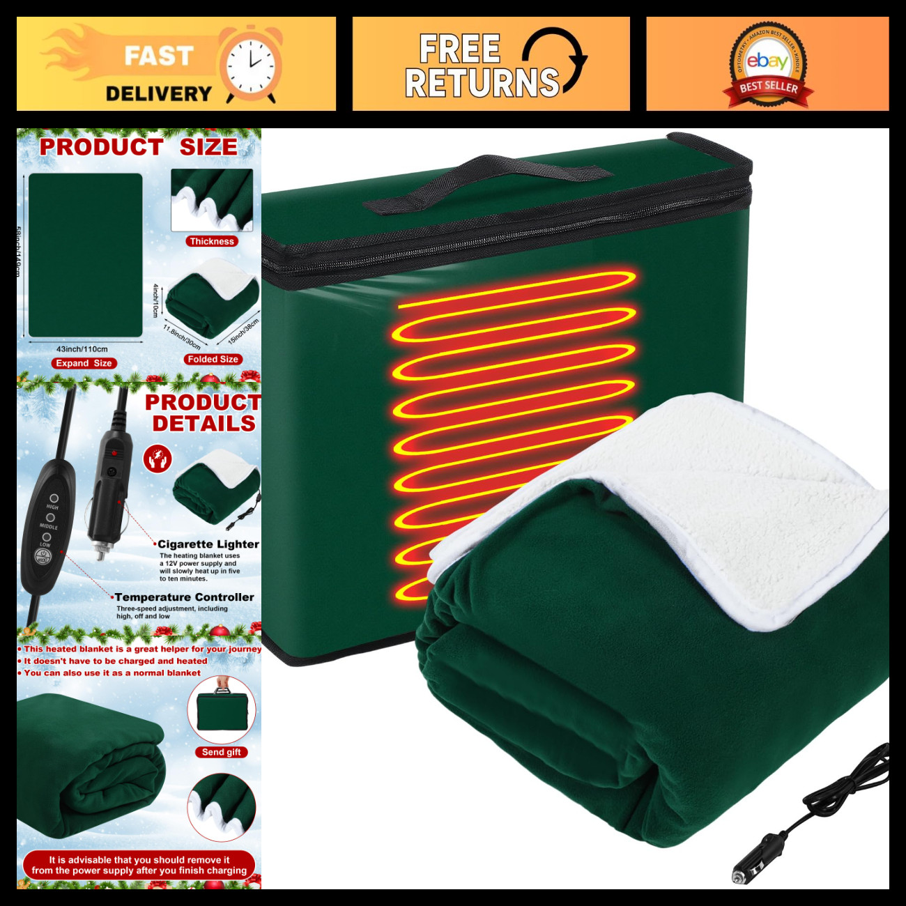 12v Heated Car Blanket 58\