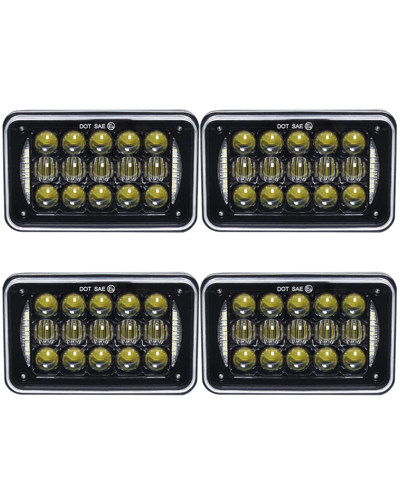 1000% Brighter 4X6 inch LED Headlights with DRL Black 4Pcs Black-4PCS