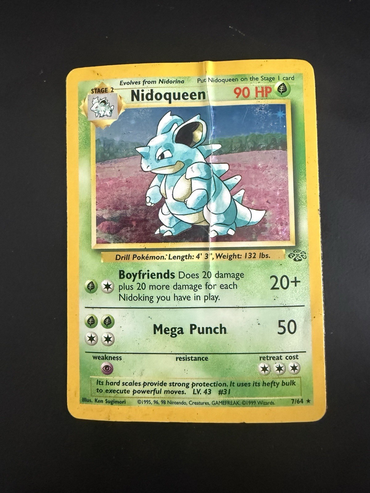 Pokémon TCG Nidoqueen 7/64 Jungle Holo Rare Holo English 1999 - Heavy Play
