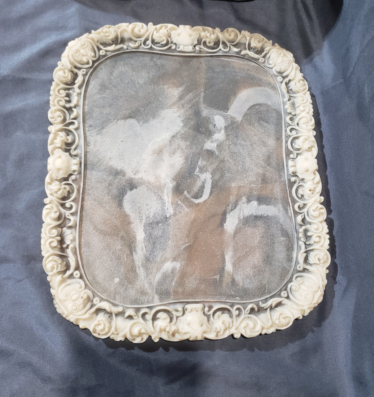 Vintage  Genuine Incolay Stone Tray 13