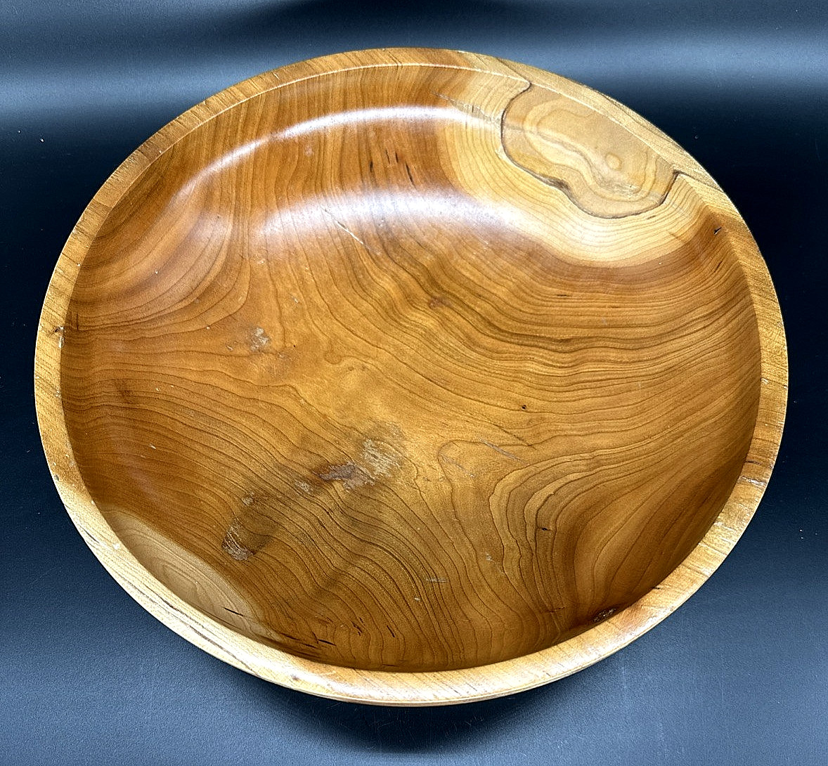 Handmade Turned Signed Cherry Wood Serving Bowl 11.5\
