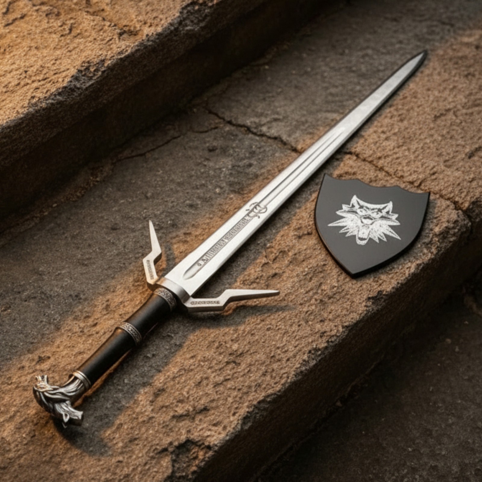 Hand forged Witcher Silver Sword Replica - Geralt of rivia longsword w/ scabbard