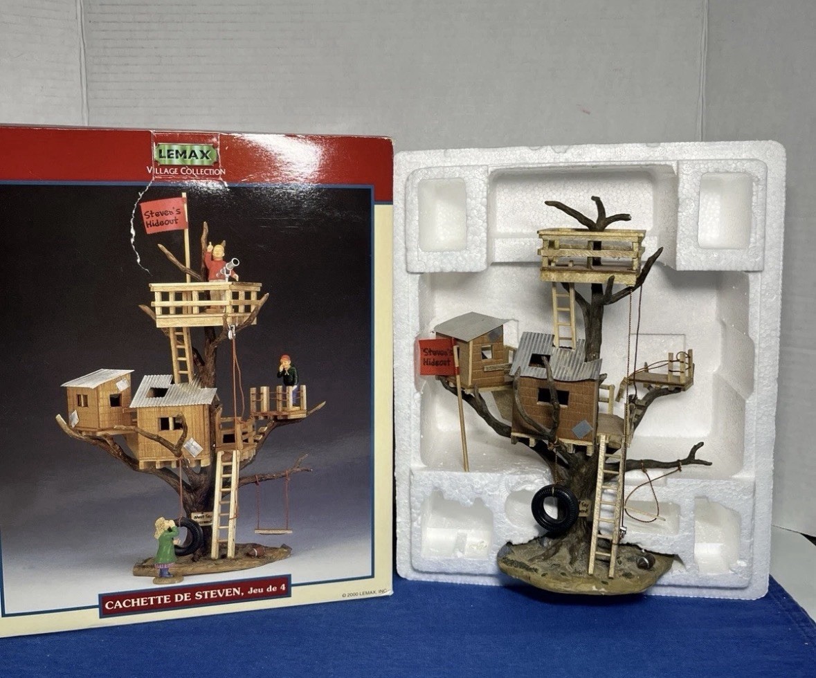 New 2004 Lemax Carole Towne Adults Keep Out Treehouse Village Collection Vintage