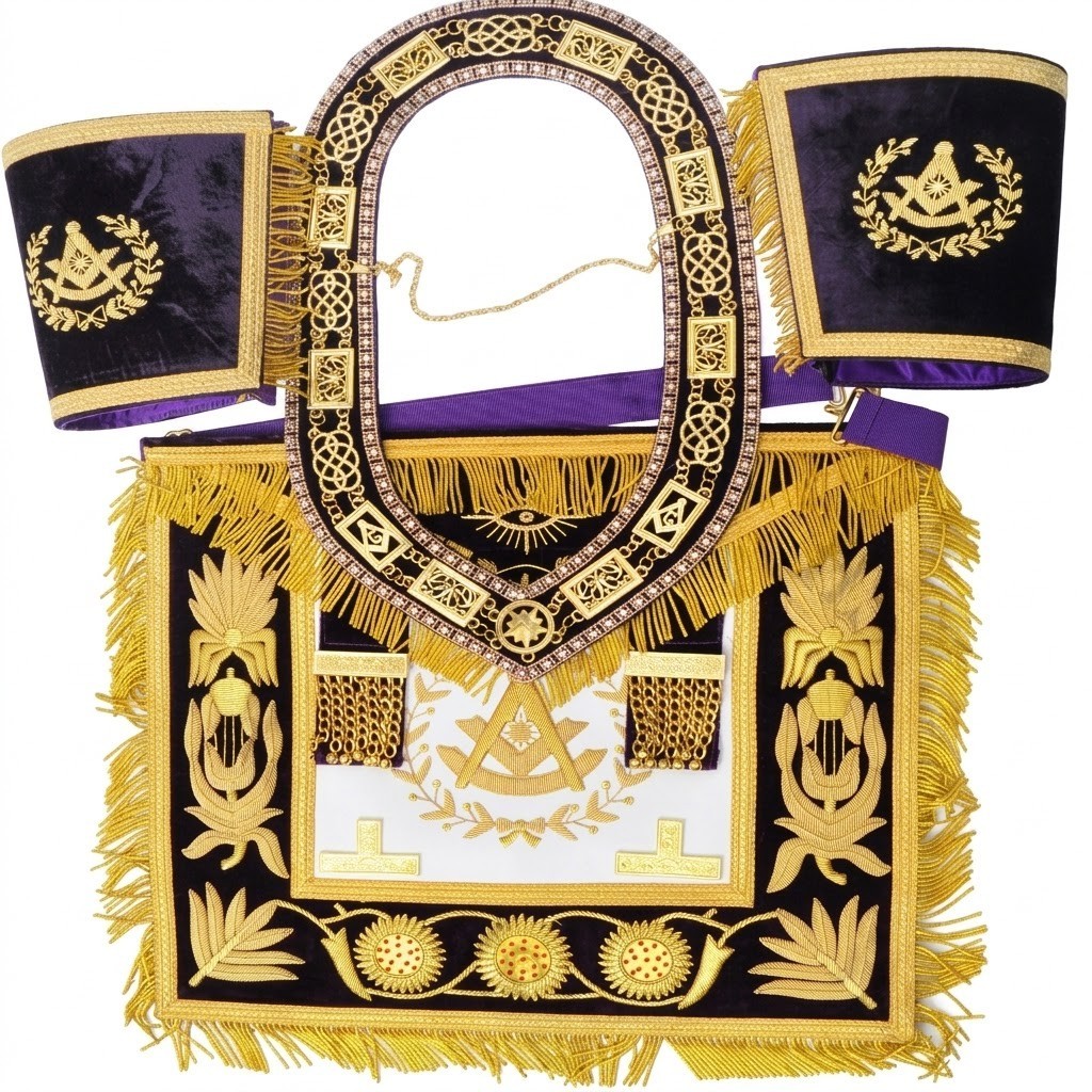 Grand Lodge Past Master Apron With Collar & Cuffs