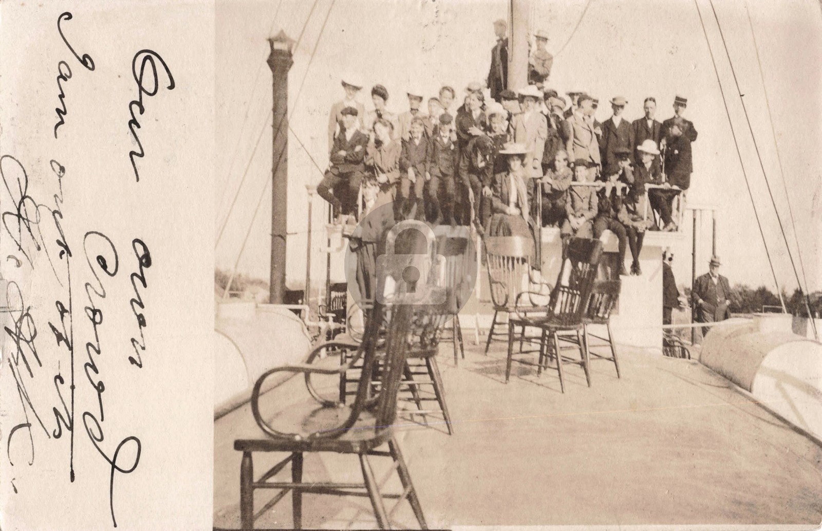 Boat Passengers, Ludington MI Michigan 1906 RPPC Photo Postcard COPY