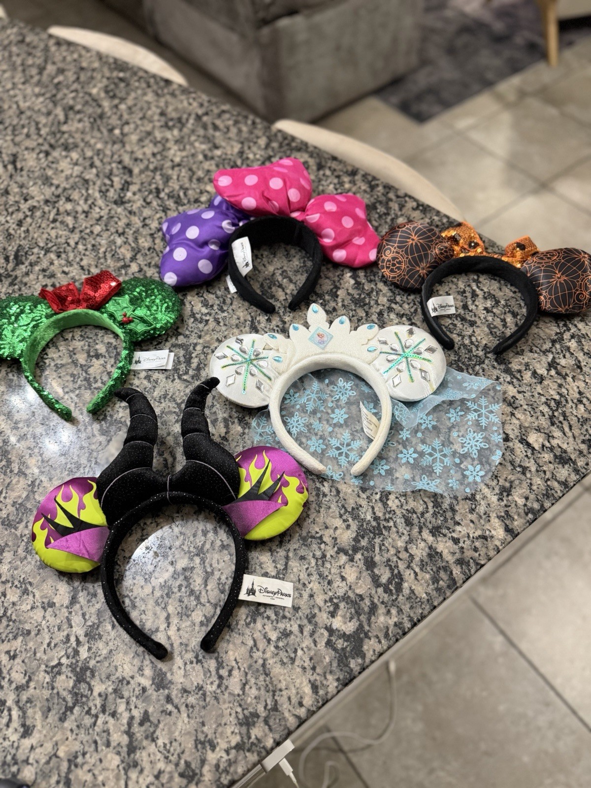 Lot of 5 Authentic Disney Parks Minnie Mouse Ears Headbands Maleficent Elsa