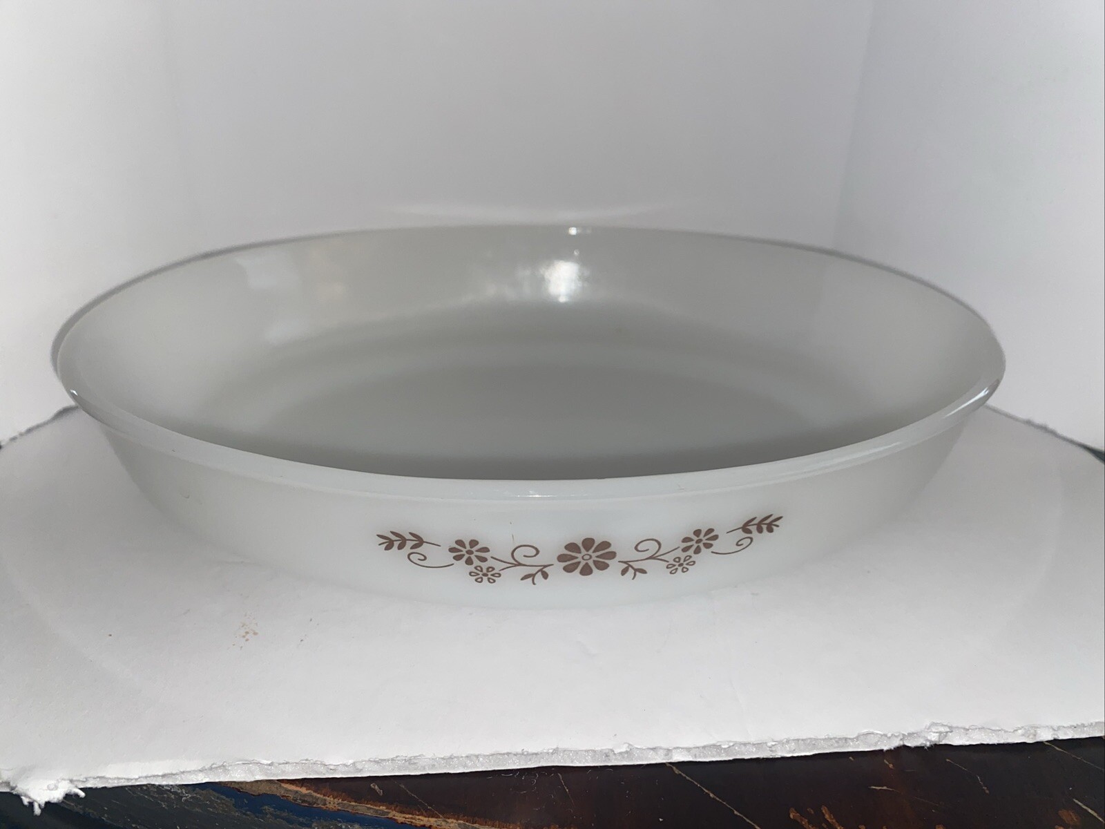 Vintage Dynaware Oval Casserole Dish Pyr-O-Rey Brown Daisy Design 8x10x2