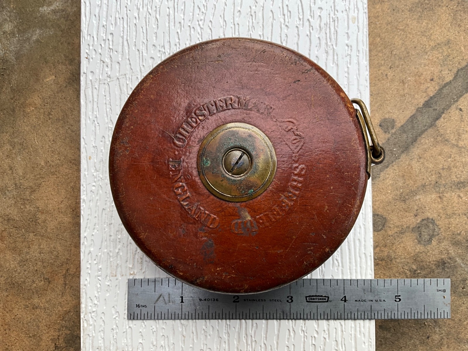 Vintage Tape Measure CHESTERMAN SHEFFIELD ENGLAND Leather Case pat 1908