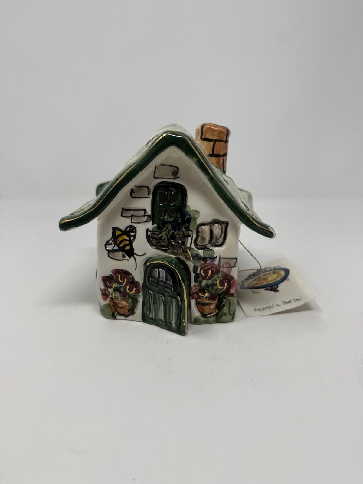 VTG Blue Sky Clayworks Heather Goldminc Bee Cottage Tea Light House 2000