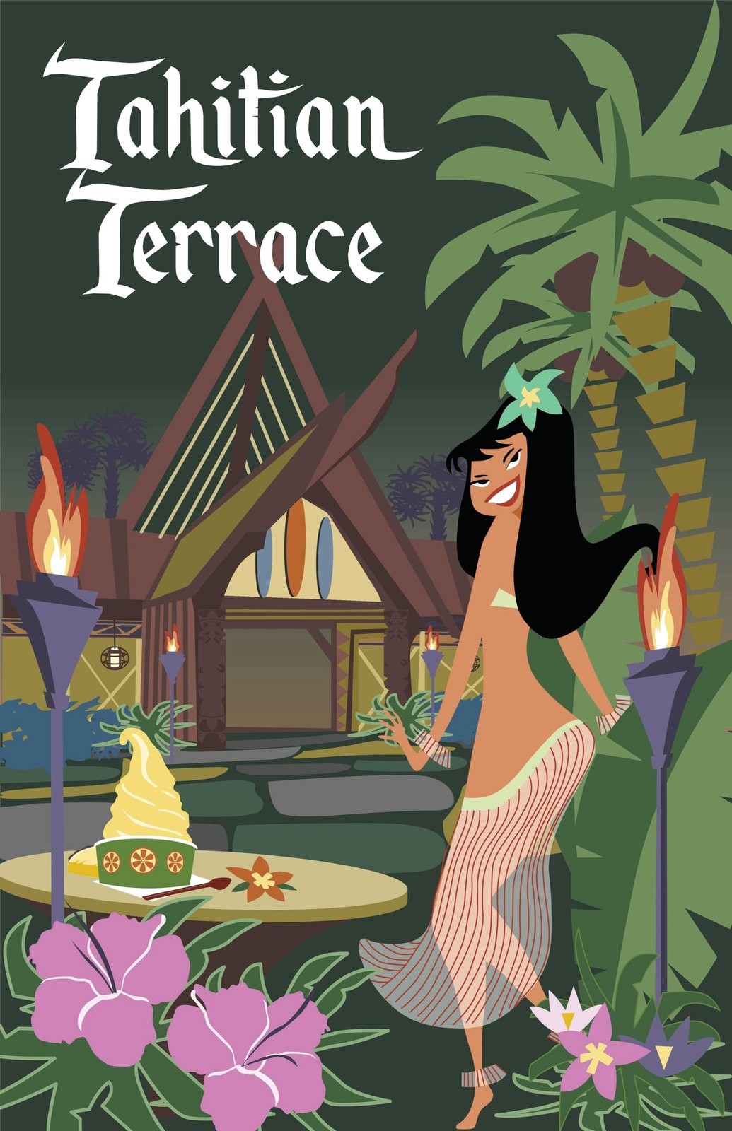Tahitian Terrace Adventureland Disneyland Vintage Restaurant Poster Print Art
