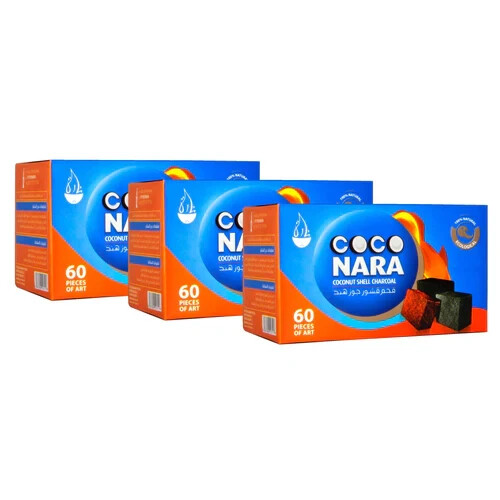 3 Boxes of 60 Piece Coconut Coco Nara Premium Hookah Charcoal Coals 