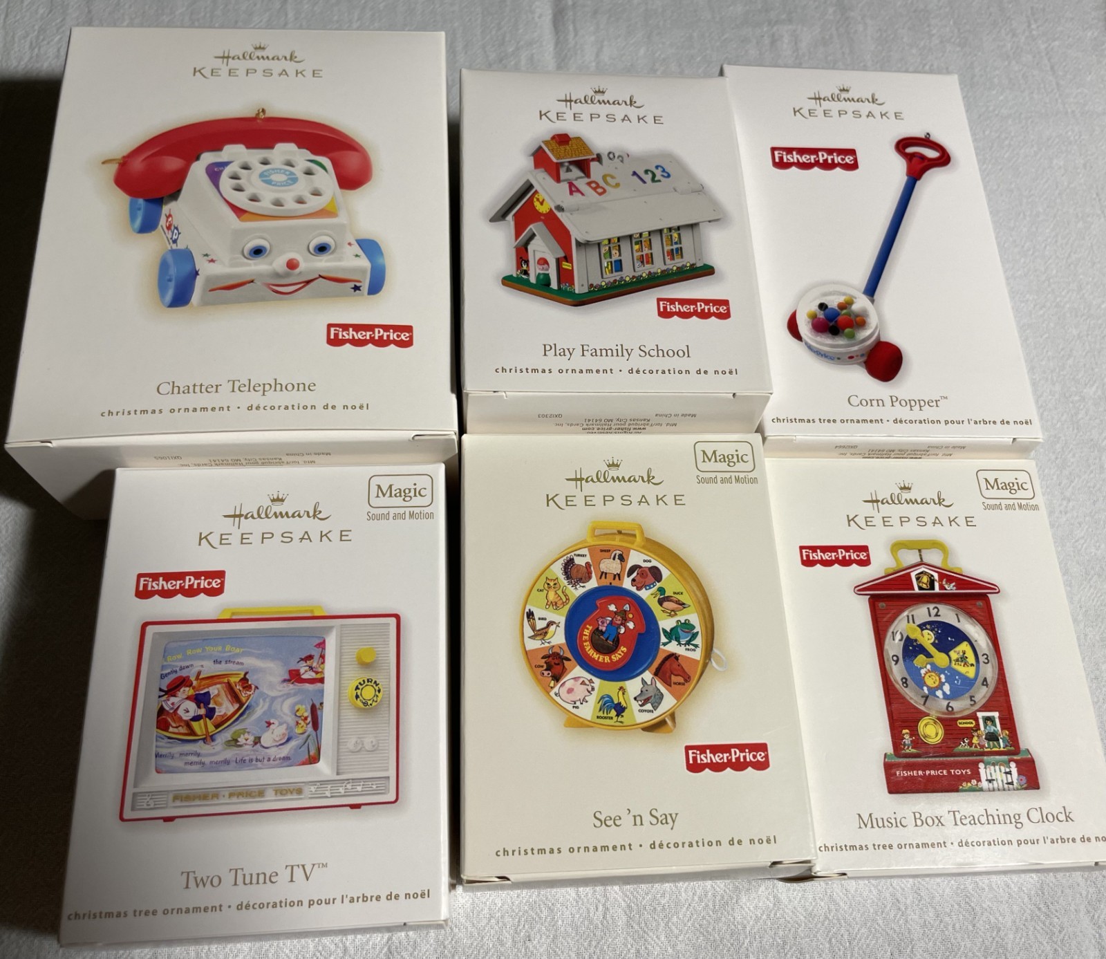 Hallmark Ornament Fisher-Price collection lot of 6 (2007-2012)