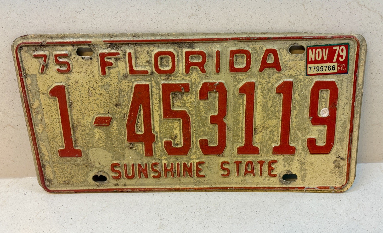 Vintage 1975 Florida License Plate Dade County 1-453119 Sunshine State