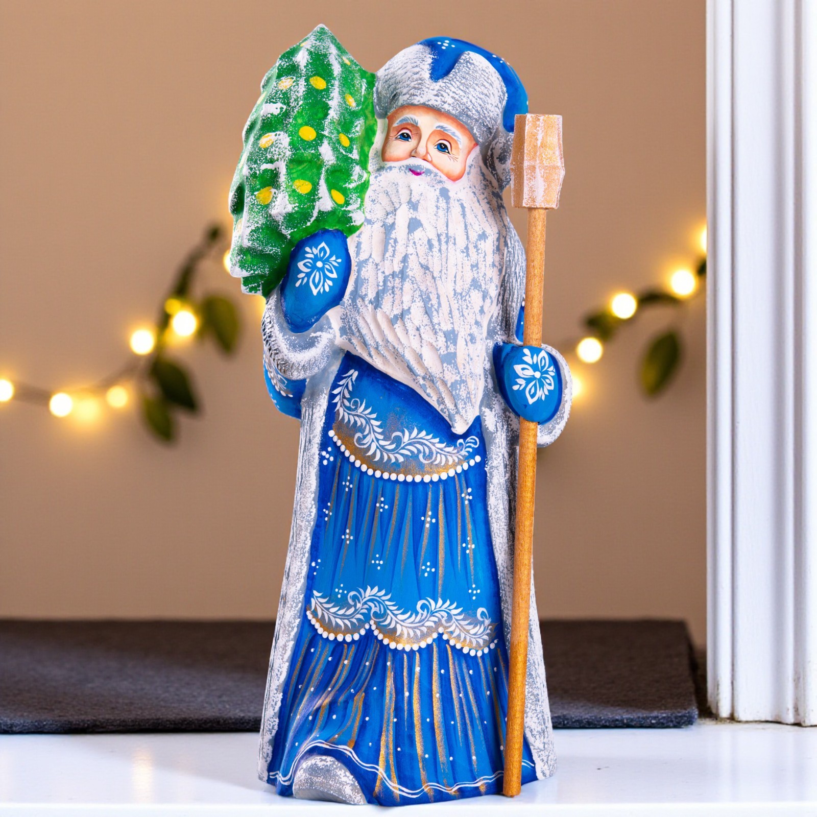 Wooden hand carved Russian Santa Claus Figurine 11\