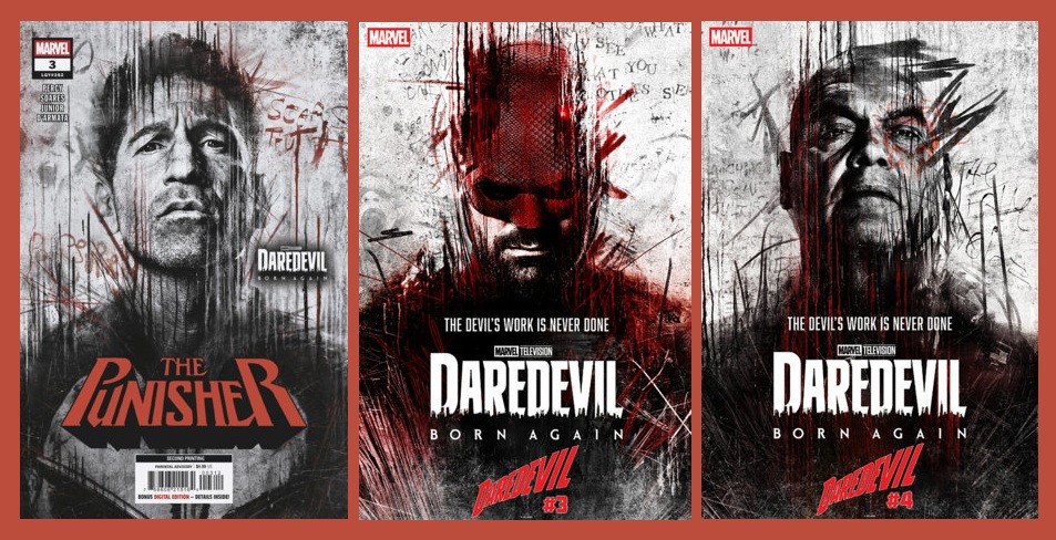 TELEVISION VARIANT SET (3) PUNISHER 3 2nd print DAREDEVIL 3 & 4 1st print MARVEL
