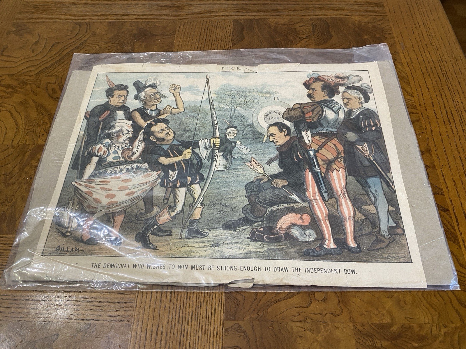 Puck Rare DEMOCRATIC CLOWN CAMPAIGN INDEPENDENT BOW TARIFF REFORM ARROW 1884