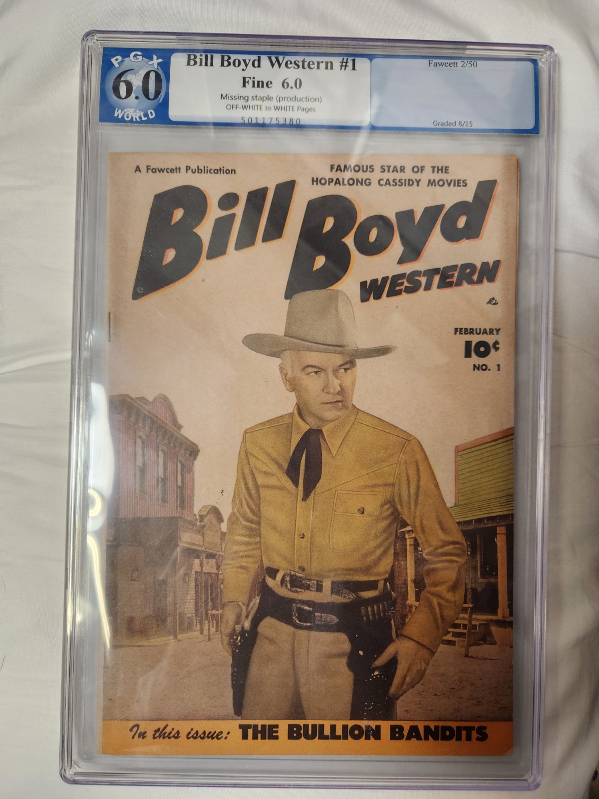 Vintage and Rare GRADED 1950 Bill Boyd Western No. 1 Fawcett Comics February