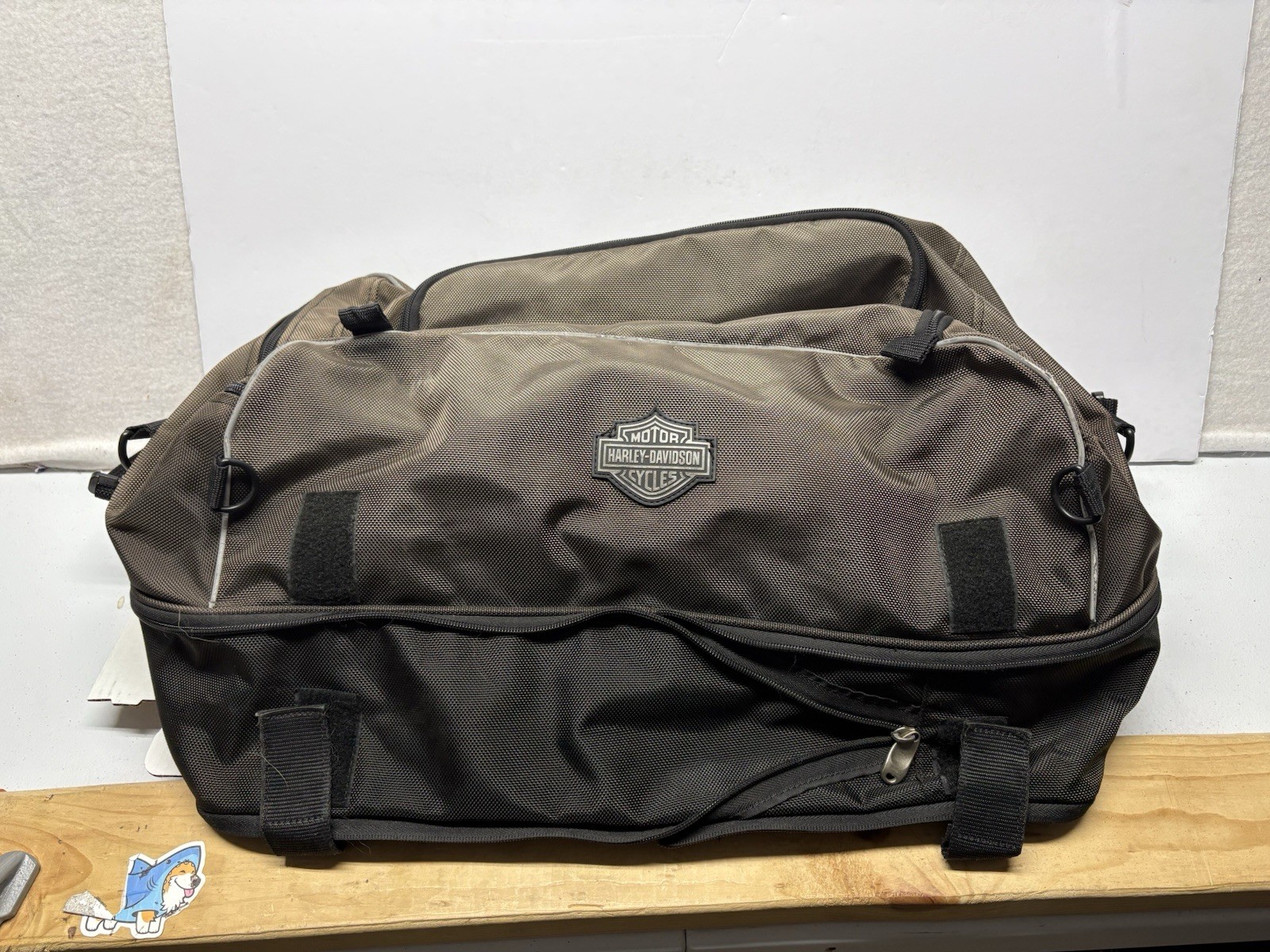 Harley Davidson Three Compartment Black Riding Bag/ Duffle Bag Moto Travel 22x11