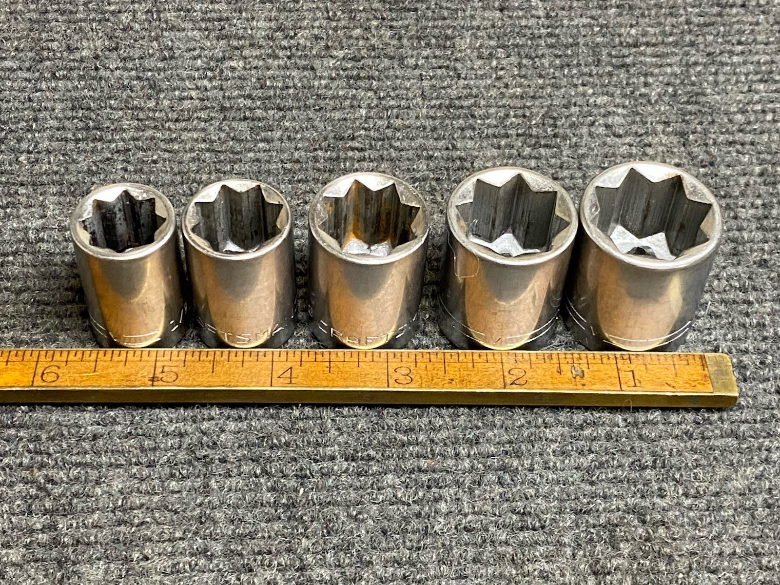 Vintage Craftsman =V= Series 5 Pc 8 Pt 1/2” Dr Socket Set 1/2 - 3/4” USA 