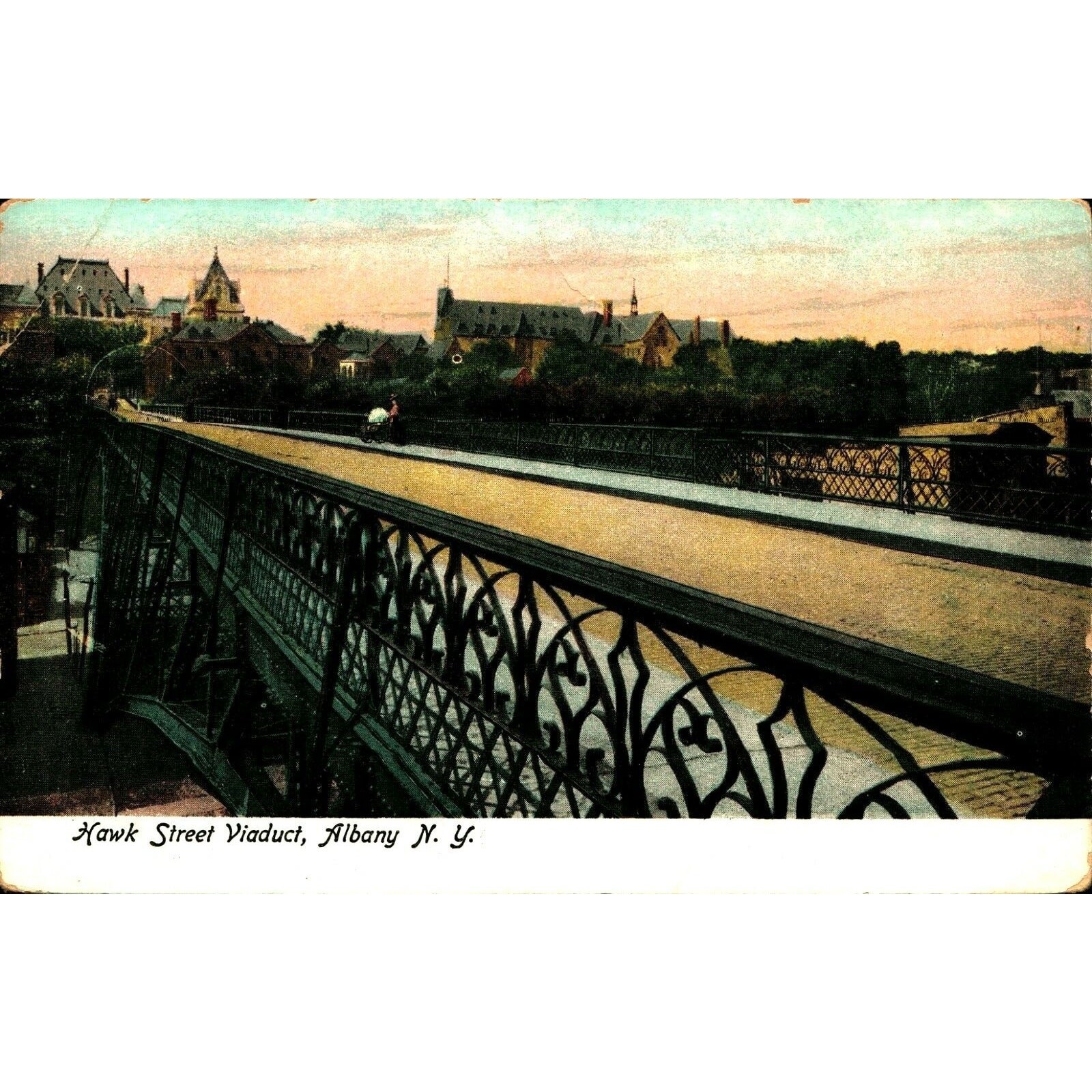 Postcard New York Albany Hawk Street Viaduct Undivided Back