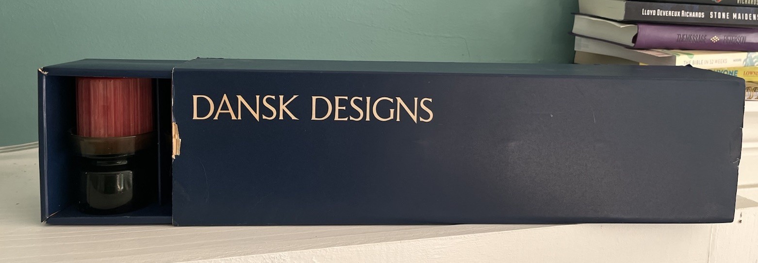 NOS MCM Dansk Designs Candle Holders & Candles 1960’s Green Glass Ribbed Candles