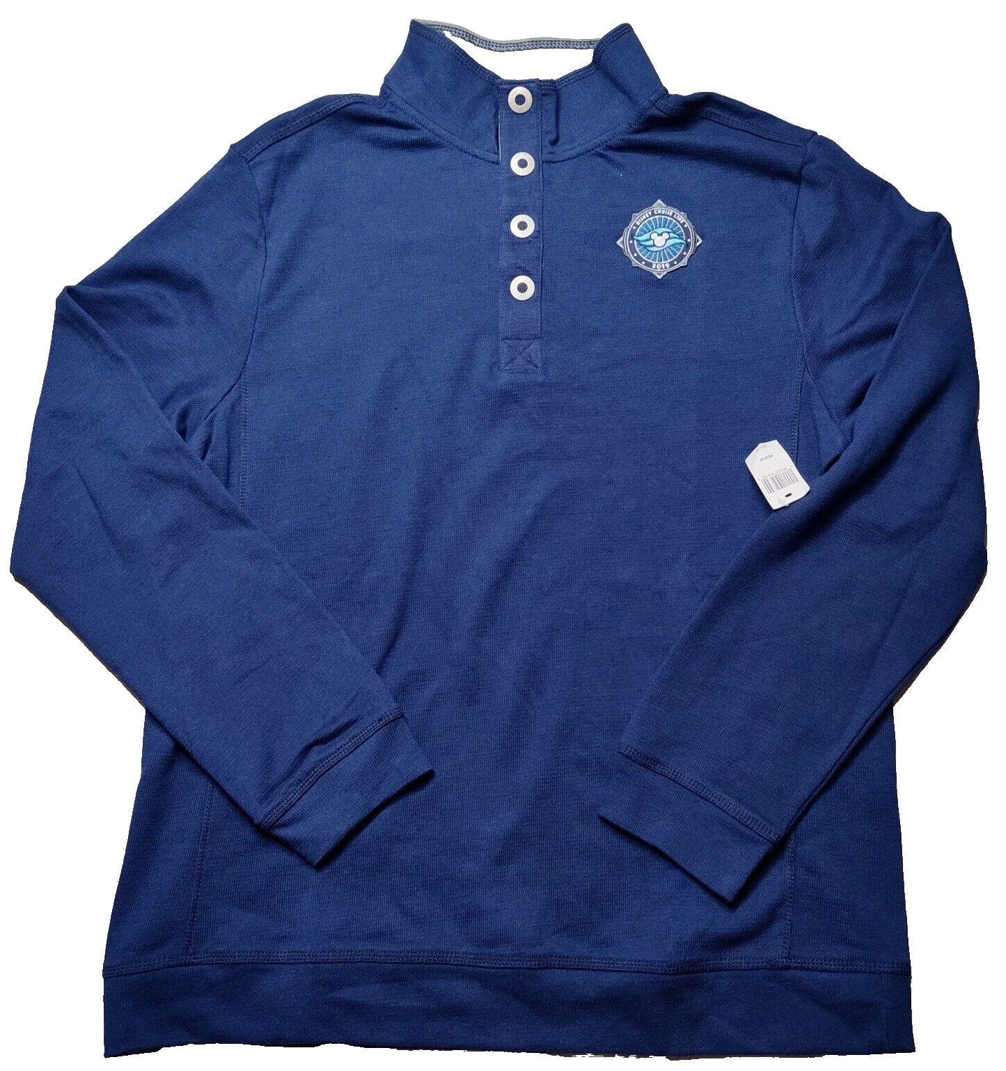DISNEY CRUISE LINE 2019 Men Medium Blue 1/4 Button L/S Pullover Sweatshirt NEW