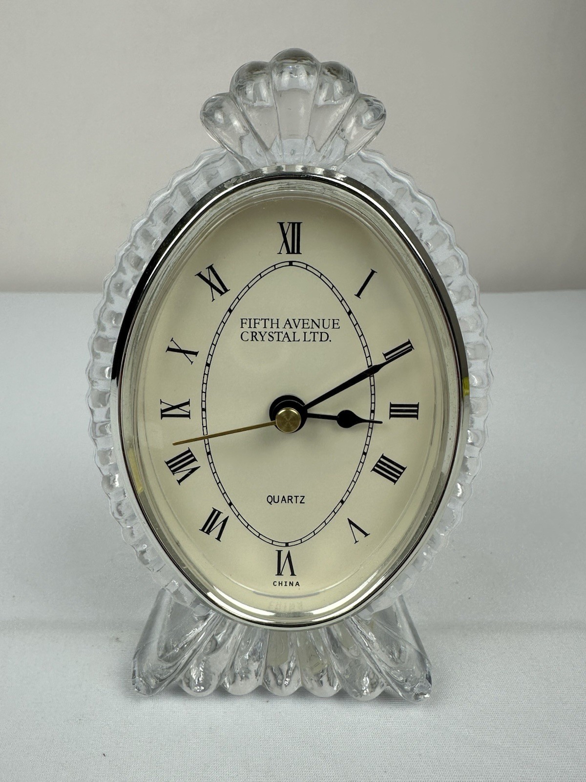 Vintage Fifth Avenue Crystal Clear LTD Quartz Desk Clock Works