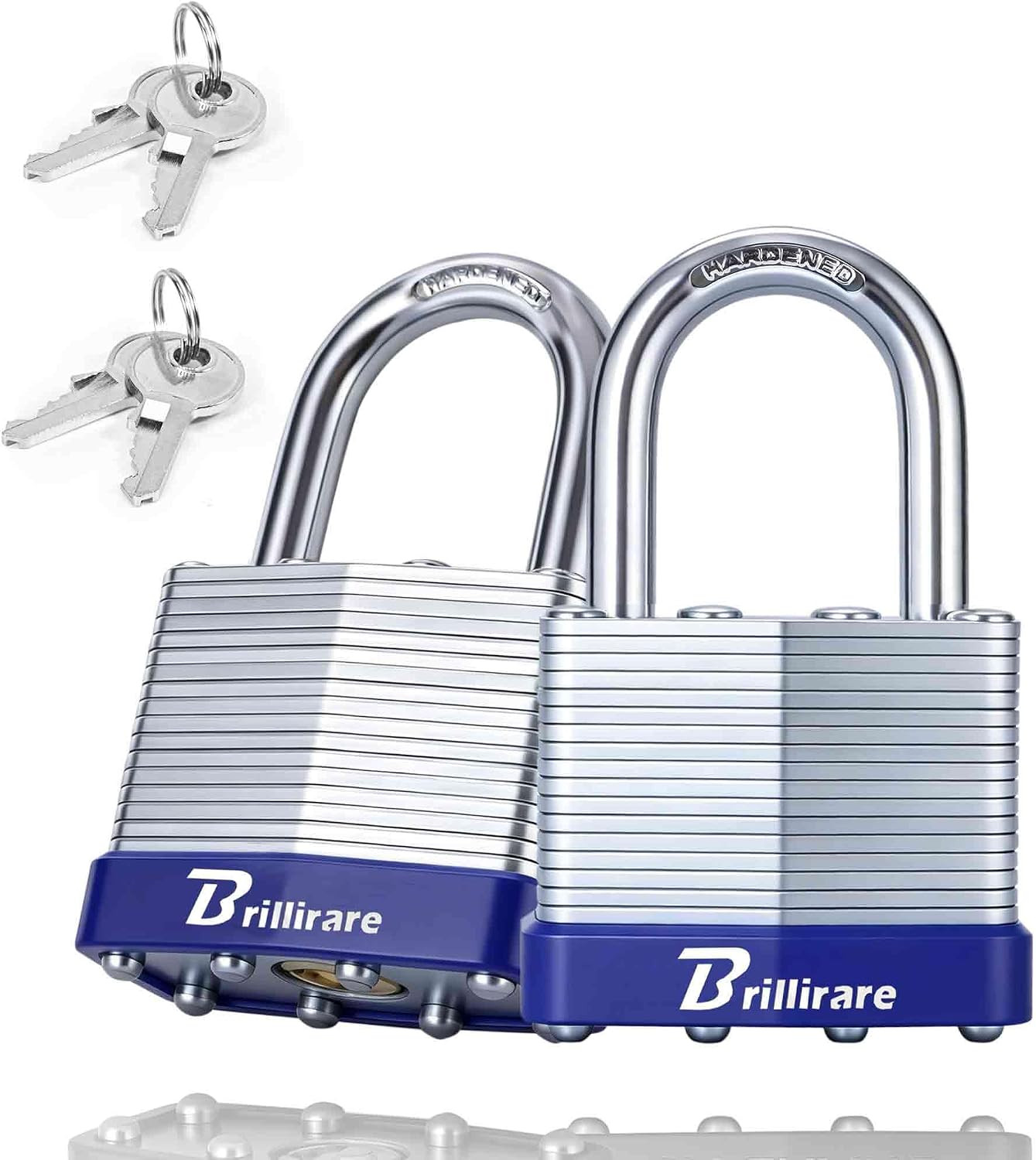 2 Pack Heavy Duty Padlock, Laminated Steel Keyed Lock, 40MM 1-9/16IN Wide Lock