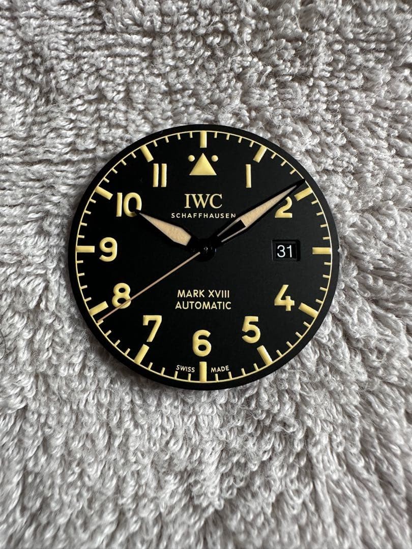 IWC Mark XVIII Pilot Automatic Watch Black Dial Dolphin Hands Calendar
