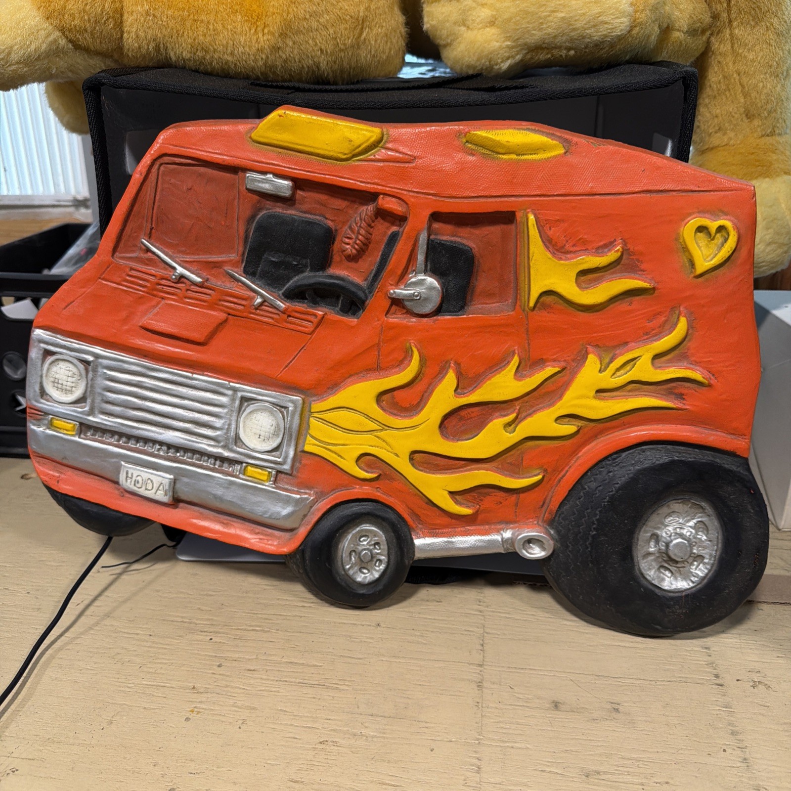 Vintage HODA Custom Boogie Van Wall Art 70’s Flames Orange 